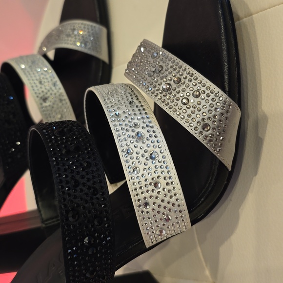 Karl lagerfeld Ricki Rhinestone Clear Black High heel slide sandals New 10 shoes